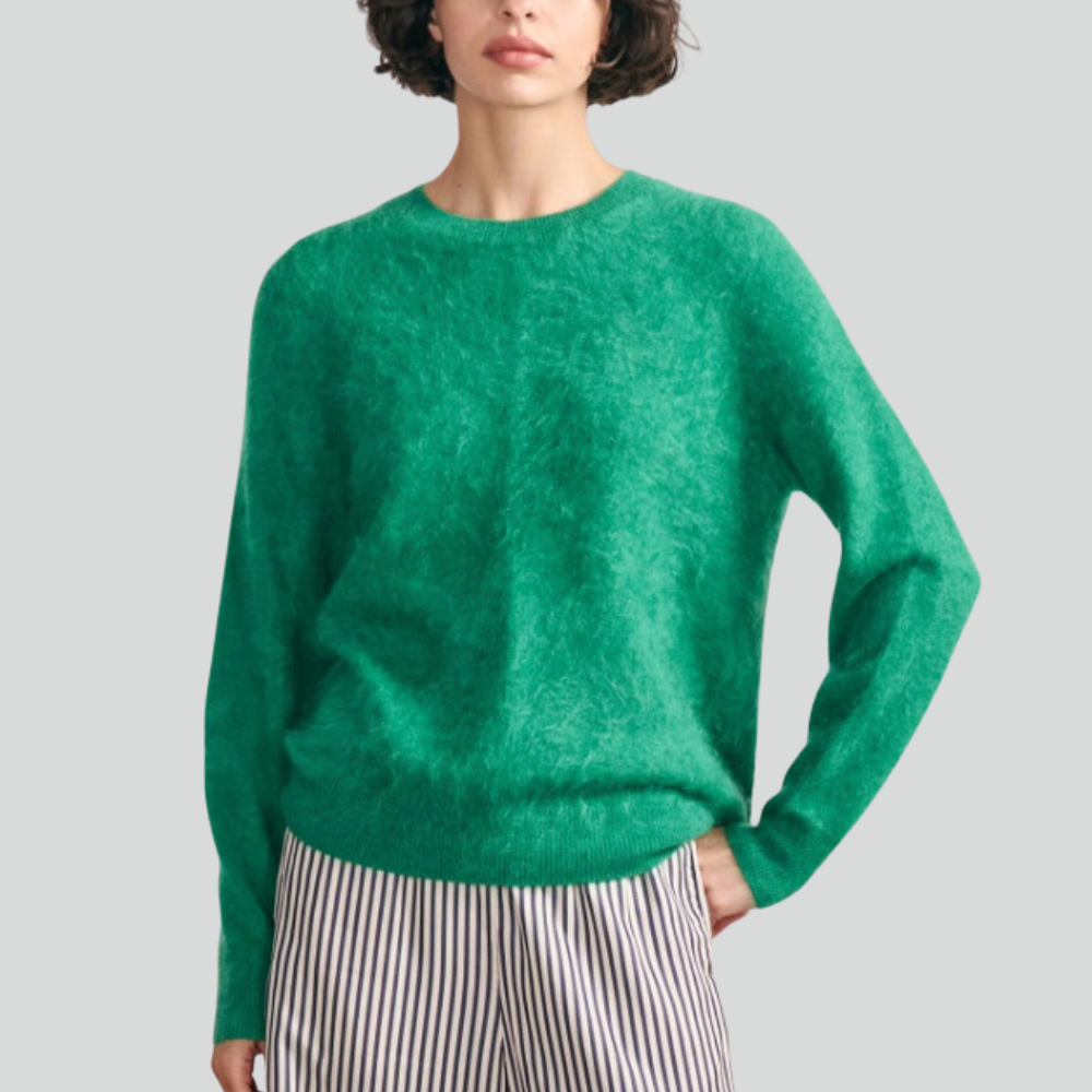 Jumper 1234 Brushed Cashmere Crew in Green Bosco s Mercantile